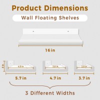 Annecy Floating Shelves Wall Mounted Set Of 3 16 Inch White Rustic Wood Shelves For Wall Wall Storage Shelves With Guardrail D