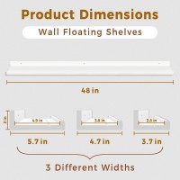 Annecy Floating Shelves Wall Mounted Set Of 3 47 Inch White Rustic Wood Shelves For Wall Wall Storage Shelves With Guardrail D