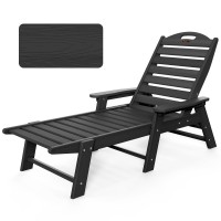 Ciokea Chaise Lounge Chair Outdoor With Wood Texture, Adjustable 5-Position Chaise Lounge Outdoor, Patio Lounge Chair For Poolside Backyard, Black