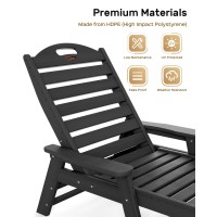 Ciokea Chaise Lounge Chair Outdoor With Wood Texture, Adjustable 5-Position Chaise Lounge Outdoor, Patio Lounge Chair For Poolside Backyard, Black