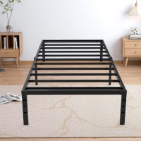 Lijqci 16 Inch Heavy Duty Twin Bed Frame, Steel Slat Metal Platform Twin Bed With Storage Underneath/No Box Spring Needed/Noise Free/Non-Slip/Easy Assembly