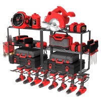 Zeakoc Power Tool Organizer 4 Layers 8 Drill Holder Wall Mount Garage Organization For Handheld Power Tools 2Pack