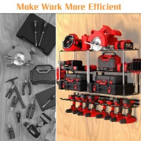 Zeakoc Power Tool Organizer 4 Layers 8 Drill Holder Wall Mount Garage Organization For Handheld Power Tools 2Pack