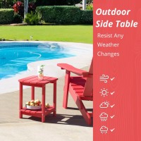 Lue Bona Adirondack Outdoor Side Table White Hdps Outdoor Patio End Table Weather Resistant Pool Composite Plastic Morden Side