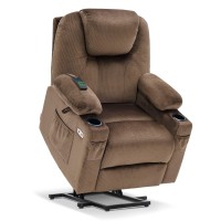 Mcombo Small Power Lift Recliner Chair Sofa With Massage And Heat For Petite Elderly 3 Positions Cup Holders And Usb Ports E