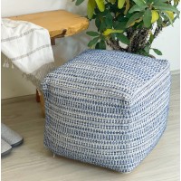 Chardin home Unstuffed Ottoman, Cozy & Bohemian Pouf Covers, Hand Crafted Casual Seating, Footrest, Square Floor Pillow for Home, Office, Bedroom, Living Room, 16.5