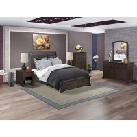 East West Furniture Cordova 6Pc Bedroom Set Includes a Queen Size Bed Bedroom Dresser Modern Mirror Bedroom Chest Drawer and