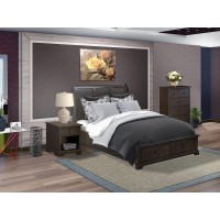 East West Furniture Cordova 3Piece Queen Size Bed Set Includes a Wooden Queen Bed Wooden Bedroom Chester with Drawers and a Mo