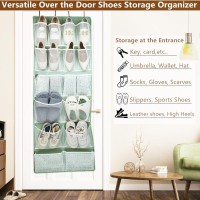 18 Pockets Over The Door Shoes Organizer Behind Door Closet Hanging Shelf With 4 Hooks Back Of Door Entryway Storage Holder Rack