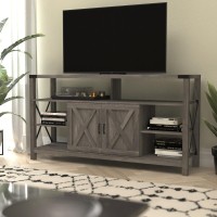 Wyatt 60 Modern Farmhouse Tall TV Console Cabinet with Storage Cabinets and Shelves for TVs up to 60 Gray Wash