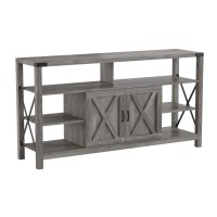 Wyatt 60 Modern Farmhouse Tall TV Console Cabinet with Storage Cabinets and Shelves for TVs up to 60 Gray Wash