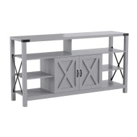 Wyatt 60 Modern Farmhouse Tall TV Console Cabinet with Storage Cabinets and Shelves for TVs up to 60 Coastal Gray