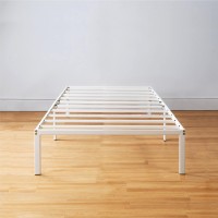 Best Price Mattress 14 Inch Metal Platform Bed Frame Heavy Duty Steel Slats White Twin