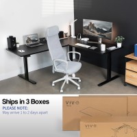Vivo Electric Height Adjustable 77 X 71 Inch Corner Stand Up Desk, 2 Black 30 Inch Deep Table Tops, Black Frame, Memory Controller, L-Shaped Workstation, 3E Series, Desk-Kit-3E7B