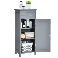 Multigot Bathroom Floor Cabinet, Wood Storage Cupboard With Drawer, Adjustable Shelf & Magnetic Door, Freestanding Toilet Organizer Unit For Bedroom Living Room Entryway(Grey,7-Position Adjustable)