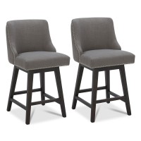 Chita Counter Height Swivel Barstools Fsc Certified 26 H Seat Height Upholstered Bar Stools Set Of 2 Performance Fabric In F