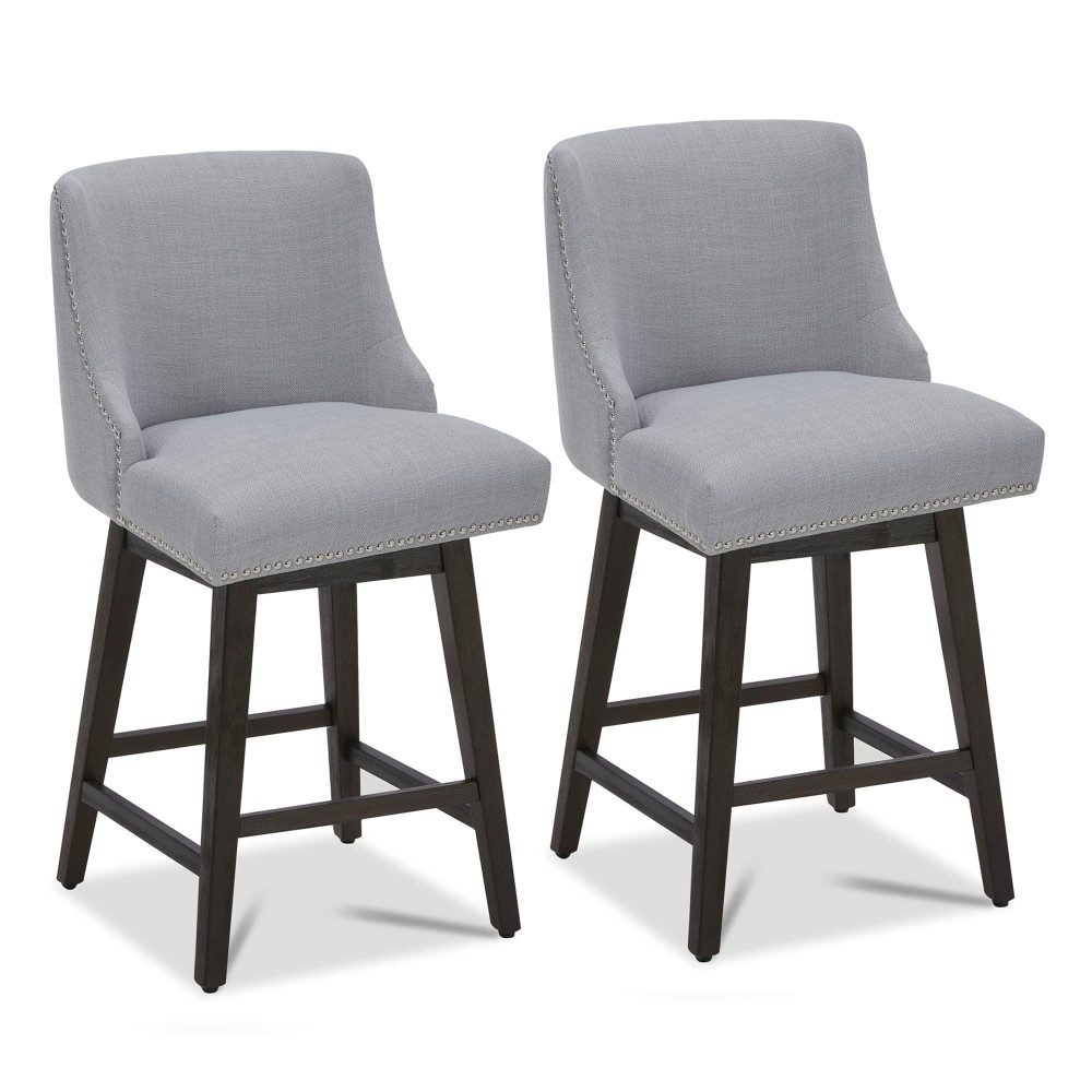 Chita Counter Height Swivel Barstools Fsc Certified 26 H Seat Height Upholstered Bar Stools Set Of 2 Performance Fabric In L