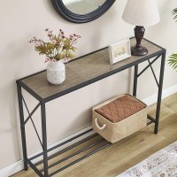 Tajsoon Console Table 2Tier Industrial Entryway Table 418 L Narrow Sofa Table With Shelves Entrance Table For Entryway H