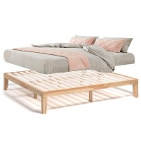 Costway King Size Platform Bed Frame, 14 Inches Solid Rubber Wood Bed Mattress Foundation With Sturdy Slats Support, Easy Assembly Bed Frame For Home Hotel, No Box Spring Needed (Natural, King)