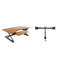 Rocelco 46 Large Height Adjustable Standing Desk Converter with Double Monitor Mount BUNDLE