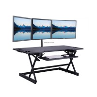 Rocelco 46 Height Adjustable Standing Desk Converter with Anti Fatigue Mat BUNDLE