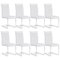 Baysitone Modern Dining Chairs Set Of 8, Side Dining Room Chairs, Kitchen Chairs With Faux Leather Padded Seat High Back, Chairs For Dining Room,Kitchen, Living Room White