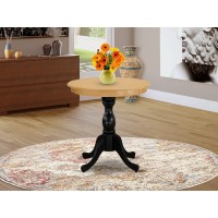 East West Furniture Eden 30 Round Dining Room Table for Compact Space Oak Top Black Pedestal