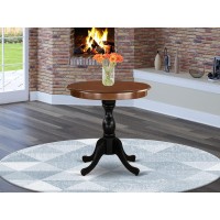 East West Furniture Eden 30 Round Dining Table for Small Space Mahogany Top Black Pedestal