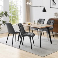 TUKAILAi Armless Velvet Dining Chairs Set of 4 Kitchen Chairs, Soft Comfy Upholstered Seat Mid-Century Modern Side Chair Accent Chairs with Backrest Metal Legs Dining Living Room Lounge Chairs Gray