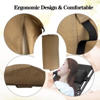 Zero Gravity Chair Set Of 2 Replacement Pillow Headrest With Elastic Band, Universal Soft Removable Padded Cushion Head Pillow For Zero Gravity Lounge Chair, Folding Patio Lawn Recliner Chair, Tan