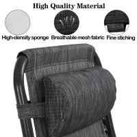 Zero Gravity Chair Set Of 2 Replacement Pillow Headrest With Elastic Band, Universal Soft Removable Padded Cushion Head Pillow For Zero Gravity Lounge Chair, Folding Patio Lawn Recliner Chair, Grey