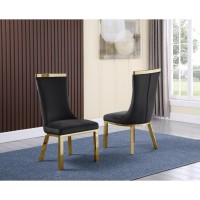 9pc dining set Recatngle Glass table with gold color base and Black velvet chairs