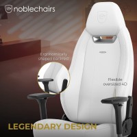 Noblechairs Legend Ergonomic Gaming Chair, Office Chair With Lumbar Support, Pu Leather, White Edition