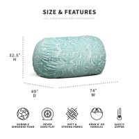 Big Joe Fuf Media Lounger Foam Filled Bean Bag Chair  Groovy Green Plush  Soft Polyester  6 Feet Giant