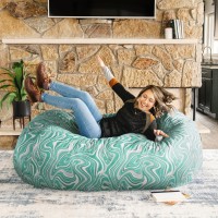 Big Joe Fuf Xl Foam Filled Bean Bag Chair With Removable Cover Groovy Green Plush Soft Polyester 5 Feet Giant