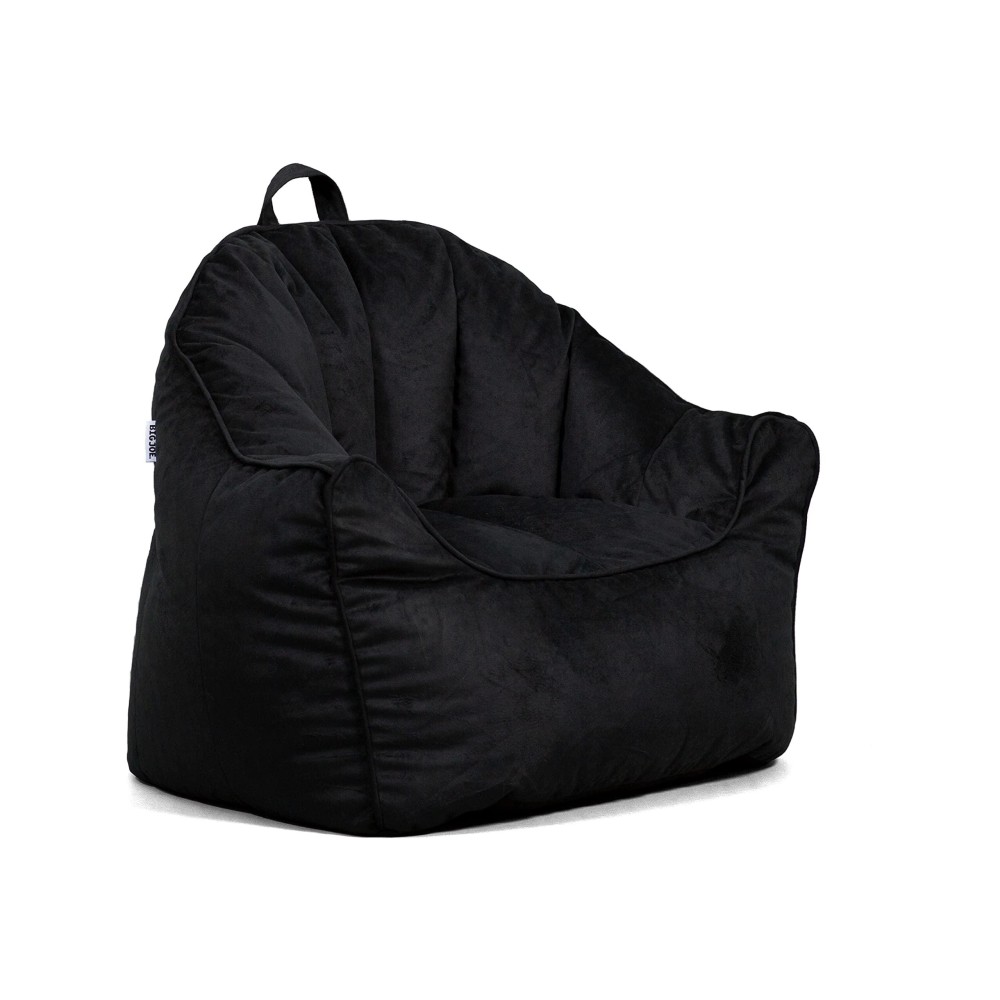 Big Joe Hug Bean Bag Chair, Black Plush, Soft Polyester, 3 Feet