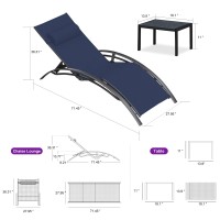 Purple Leaf Patio Oversized Chaise Lounge Chair Set With Side Table Pool Adjustable Recliner Chairs For Outside Beach Outdoor Su