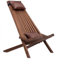 Clevermade Tamarack Folding Wooden Outdoor Chair & Clevermade Tamarack Chair Lounge Pillows