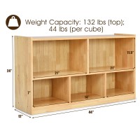 Tangkula Wood Storage Cube Bookcase, 2 Tier 5 Cube Open Shelf Storage Cabinet, Multipurpose Bookshelf, Display Cabinet Shelf For Living Room, Bedroom, Hallway, Kid'S Playroom, Reading Nook (Yellow)