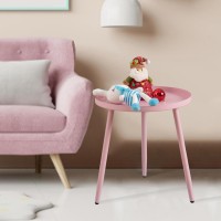 Aojezor Side Table End Table For Any Room Round Side Tables For Small Spaces Pink With 3 Legged