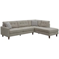 Two-piece reversible sectional is the perfect choice for any living room updateStylish modern loft designGrid button tufted seats and back pillowsExceptional tailoring with top stitch details and clean lines throughoutStriped pillows complement the warm n