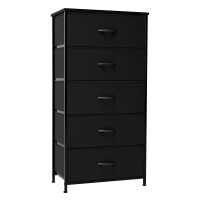 Crestlive Products Vertical Dresser Storage Tower Sturdy Steel Frame Wood Top Easy Pull Fabric Bins Wide Organizer Unit Fo