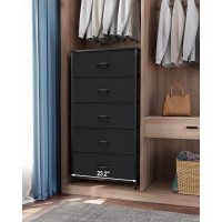 Crestlive Products Vertical Dresser Storage Tower Sturdy Steel Frame Wood Top Easy Pull Fabric Bins Wide Organizer Unit Fo