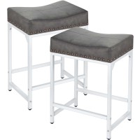 Bar Stools Set Of 2, Counter Height Bar Stools With Soft Cushion Bar Stools And Barstools Steel Frame, 24