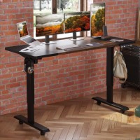 Bunoem Height Adjustable Electric Standing Desk, 55X24 Height Stand Up Computer Desk,Sit And Stand Home Office Desk With Splice Board (Black+Brown Top, Black Frame)