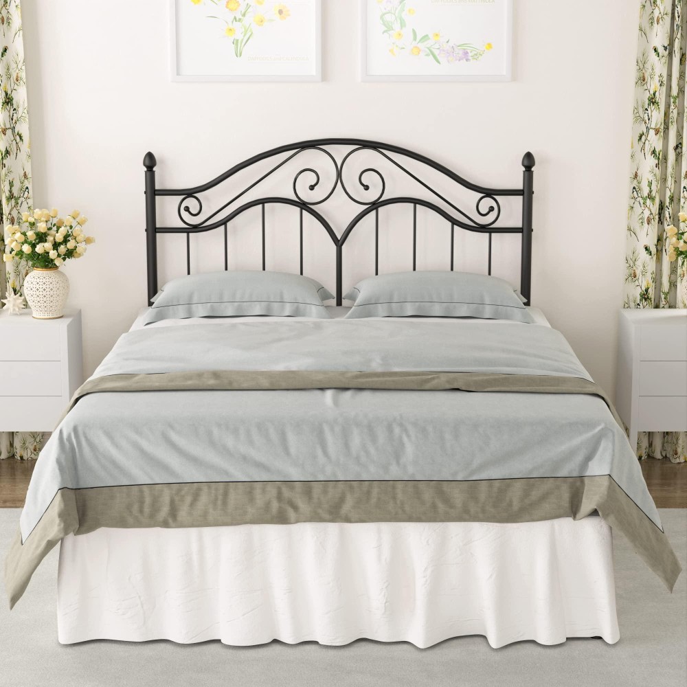 Elephance Queen Size Metal Bed Frame With Vintage Headboard 11 Inches Storage Space Platform Bed No Box Spring Needed Easy Assem