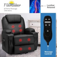 Flamaker Power Lift Recliner Chair Pu Leather With Massage For Elderly Ergonomic Lounge Chair Classic Single Sofa With 2 Cup Hol