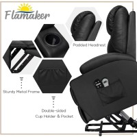 Flamaker Power Lift Recliner Chair Pu Leather With Massage For Elderly Ergonomic Lounge Chair Classic Single Sofa With 2 Cup Hol