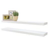 Bameos Floating Shelves 40 In W X 8In D Wall Mounted Wooden Shelves With Invisible Brackets Set Of 2 Hanging Wall Shelves Decor