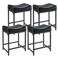 Flyzc Bar Stools Set Of 4, Counter Height Bar Stools With Soft Cushion Bar Stools And Barstools Steel Frame, 24